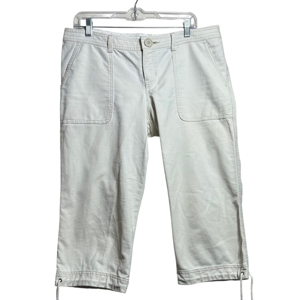 Abercrombie & Fitch Y2K Womens Off White Cotton Utility Crop Capri Pants Size 10